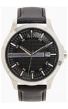 Buy Shop Armani Exchange Hampton Chronograph Black Dial Black Leather Strap Watch For Men - AX2101 USA Online