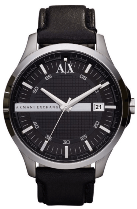 Buy Shop Armani Exchange Hampton Chronograph Black Dial Black Leather Strap Watch For Men - AX2101 USA Online