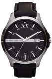 Buy Shop Armani Exchange Hampton Chronograph Black Dial Black Leather Strap Watch For Men - AX2101 USA Online