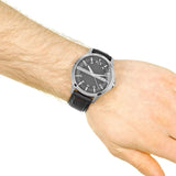 Armani Exchange Hampton Chronograph Black Dial Black Leather Strap Watch For Men - AX2101
