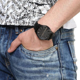 Buy Shop Armani Exchange Hampton Chronograph Black Dial Black Leather Strap Watch For Men - AX2400 USA Online