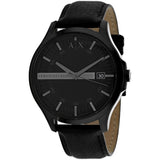 Buy Shop Armani Exchange Hampton Chronograph Black Dial Black Leather Strap Watch For Men - AX2400 USA Online
