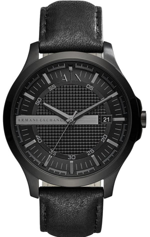 Buy Shop Armani Exchange Hampton Chronograph Black Dial Black Leather Strap Watch For Men - AX2400 USA Online