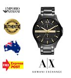 Buy Shop Armani Exchange Hampton Chronograph Black Dial Black Steel Strap Watch For Men - AX2121 USA Online