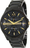 Buy Shop Armani Exchange Hampton Chronograph Black Dial Black Steel Strap Watch For Men - AX2121 USA Online