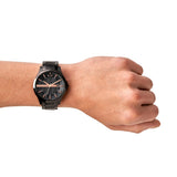 Buy Shop Armani Exchange Hampton Chronograph Black Dial Black Steel Strap Watch For Men - AX2150 USA Online