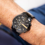 Buy Shop Armani Exchange Hampton Chronograph Black Dial Black Steel Strap Watch For Men - AX2164 USA Online