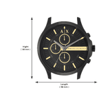 Buy Shop Armani Exchange Hampton Chronograph Black Dial Black Steel Strap Watch For Men - AX2164 USA Online