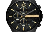 Buy Shop Armani Exchange Hampton Chronograph Black Dial Black Steel Strap Watch For Men - AX2164 USA Online