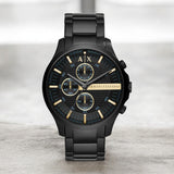 Buy Shop Armani Exchange Hampton Chronograph Black Dial Black Steel Strap Watch For Men - AX2164 USA Online