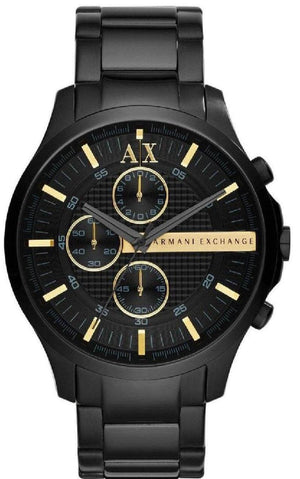 Buy Shop Armani Exchange Hampton Chronograph Black Dial Black Steel Strap Watch For Men - AX2164 USA Online
