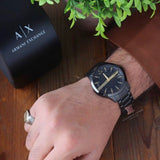 Buy Shop Armani Exchange Hampton Chronograph Black Dial Black Steel Strap Watch For Men - AX2413 USA Online