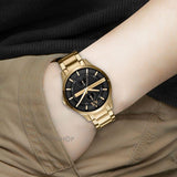 Buy Shop Armani Exchange Hampton Chronograph Black Dial Gold Steel Strap Watch For Men - AX2122 USA Online