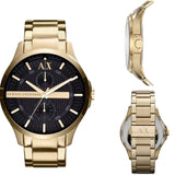 Buy Shop Armani Exchange Hampton Chronograph Black Dial Gold Steel Strap Watch For Men - AX2122 USA Online
