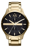 Buy Shop Armani Exchange Hampton Chronograph Black Dial Gold Steel Strap Watch For Men - AX2122 USA Online