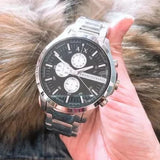 Buy Shop Armani Exchange Hampton Chronograph Black Dial Silver Steel Strap Watch For Men - AX2152 USA Online