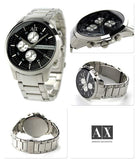 Buy Shop Armani Exchange Hampton Chronograph Black Dial Silver Steel Strap Watch For Men - AX2152 USA Online