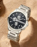 Buy Shop Armani Exchange Hampton Chronograph Black Dial Silver Steel Strap Watch For Men - AX2152 USA Online