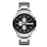 Buy Shop Armani Exchange Hampton Chronograph Black Dial Silver Steel Strap Watch For Men - AX2152 USA Online