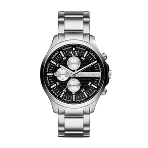 Buy Shop Armani Exchange Hampton Chronograph Black Dial Silver Steel Strap Watch For Men - AX2152 USA Online