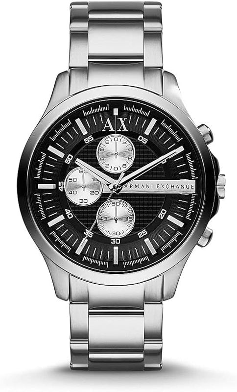 Buy Shop Armani Exchange Hampton Chronograph Black Dial Silver Steel Strap Watch For Men - AX2152 USA Online