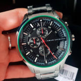 Buy Shop Armani Exchange Hampton Chronograph Black Dial Silver Steel Strap Watch For Men - AX2163 USA Online