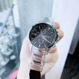 Buy Shop Armani Exchange Hampton Chronograph Black Dial Silver Steel Strap Watch For Men - AX2163 USA Online