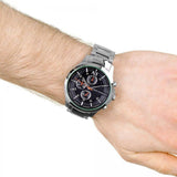 Buy Shop Armani Exchange Hampton Chronograph Black Dial Silver Steel Strap Watch For Men - AX2163 USA Online