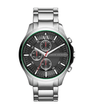 Buy Shop Armani Exchange Hampton Chronograph Black Dial Silver Steel Strap Watch For Men - AX2163 USA Online