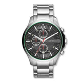 Buy Shop Armani Exchange Hampton Chronograph Black Dial Silver Steel Strap Watch For Men - AX2163 USA Online