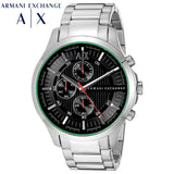 Buy Shop Armani Exchange Hampton Chronograph Black Dial Silver Steel Strap Watch For Men - AX2163 USA Online