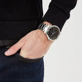 Buy Shop Armani Exchange Hampton Chronograph Black Dial Silver Steel Strap Watch For Men - AX2179 USA Online