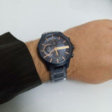 Buy Shop Armani Exchange Hampton Chronograph Blue Dial Blue Steel Strap Watch For Men - AX2430 USA Online