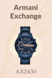 Buy Shop Armani Exchange Hampton Chronograph Blue Dial Blue Steel Strap Watch For Men - AX2430 USA Online