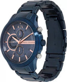 Buy Shop Armani Exchange Hampton Chronograph Blue Dial Blue Steel Strap Watch For Men - AX2430 USA Online