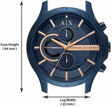 Buy Shop Armani Exchange Hampton Chronograph Blue Dial Blue Steel Strap Watch For Men - AX2430 USA Online