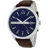 Buy Shop Armani Exchange Hampton Chronograph Blue Dial Brown Leather Strap Watch For Men - AX2133 USA Online