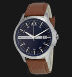 Buy Shop Armani Exchange Hampton Chronograph Blue Dial Brown Leather Strap Watch For Men - AX2133 USA Online