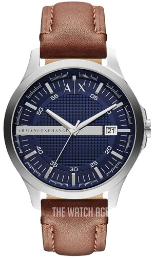 Buy Shop Armani Exchange Hampton Chronograph Blue Dial Brown Leather Strap Watch For Men - AX2133 USA Online