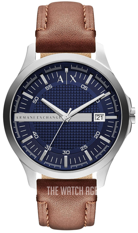 Buy Shop Armani Exchange Hampton Chronograph Blue Dial Brown Leather Strap Watch For Men - AX2133 USA Online