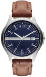Buy Shop Armani Exchange Hampton Chronograph Blue Dial Brown Leather Strap Watch For Men - AX2133 USA Online