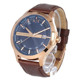 Buy Shop Armani Exchange Hampton Chronograph Blue Dial Brown Leather Strap Watch For Men - AX2172 USA Online