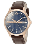 Buy Shop Armani Exchange Hampton Chronograph Blue Dial Brown Leather Strap Watch For Men - AX2172 USA Online