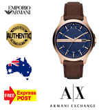 Buy Shop Armani Exchange Hampton Chronograph Blue Dial Brown Leather Strap Watch For Men - AX2172 USA Online
