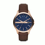 Buy Shop Armani Exchange Hampton Chronograph Blue Dial Brown Leather Strap Watch For Men - AX2172 USA Online