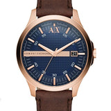 Buy Shop Armani Exchange Hampton Chronograph Blue Dial Brown Leather Strap Watch For Men - AX2172 USA Online