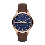 Buy Shop Armani Exchange Hampton Chronograph Blue Dial Brown Leather Strap Watch For Men - AX2172 USA Online