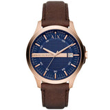 Buy Shop Armani Exchange Hampton Chronograph Blue Dial Brown Leather Strap Watch For Men - AX2172 USA Online