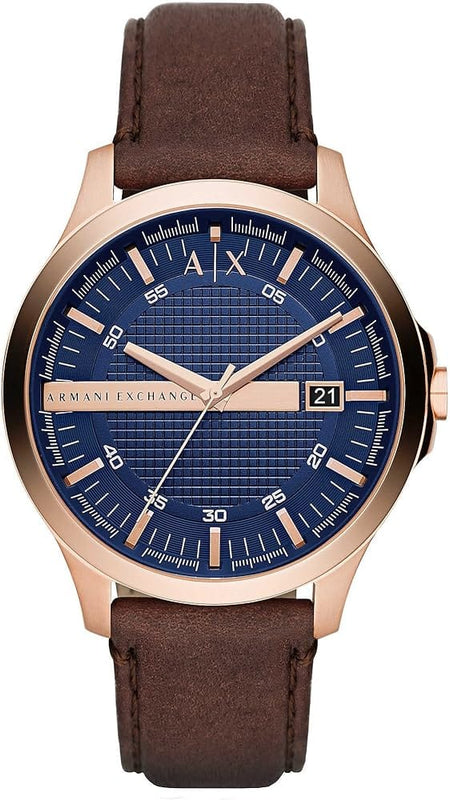 Buy Shop Armani Exchange Hampton Chronograph Blue Dial Brown Leather Strap Watch For Men - AX2172 USA Online