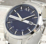 Armani Exchange Hampton Chronograph Blue Dial Silver Steel Strap Watch For Men - AX2132
